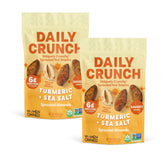 Daily Crunch sprouted almonds turmeric sea salt packaging shows bold, keto-friendly snack.