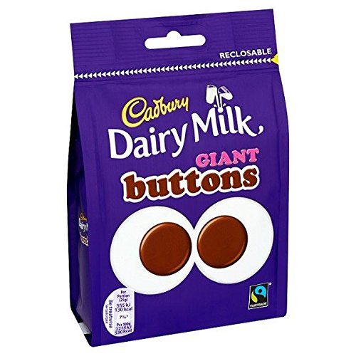 Cadbury Dairy Milk Giant Buttons bag showing bite sized chocolates, ideal for sharing and gifting
