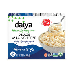 Serving bowl of Daiya Alfredo Style vegan mac and cheese