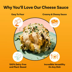 Daiya dairy-free cheddar sauce on veggies and tacos