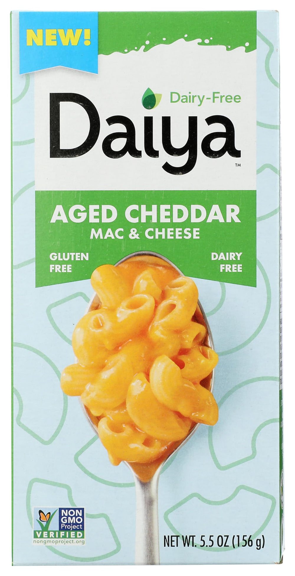 Daiya Mac N Chs Pwdr aged cheddar jar for quick, dairy-free sauces.