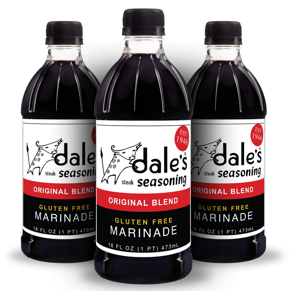 Dale's Original Steak Seasoning bottle front enhances beef with savory, ready-to-use flavor.