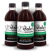 Dale's steak seasoning reduced-sodium bottle enhances savory flavor with less salt.