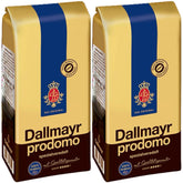 Dallmayr Prodomo whole bean coffee pack ready for grinding and brewing.