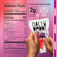 On-the-go DALLY konjac jelly snack with berry flavor in hand