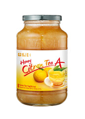 Damtuh Honey Citron Tea jar on kitchen counter, ideal for family sharing.