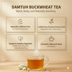 Damtuh Tartary Buckwheat Tea hot brew image evokes a warm, comforting cup
