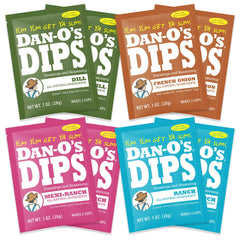 Dan-O's Dips variety pack front close-up for quick dipping prep