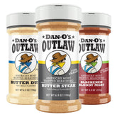 Dan-O’s Outlaw Butter Dust bottle adds rich, butter-like flavor to snacks.