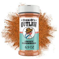 Dan-O's Outlaw Sweet Caribbean bottle for bold pork and steak flavor