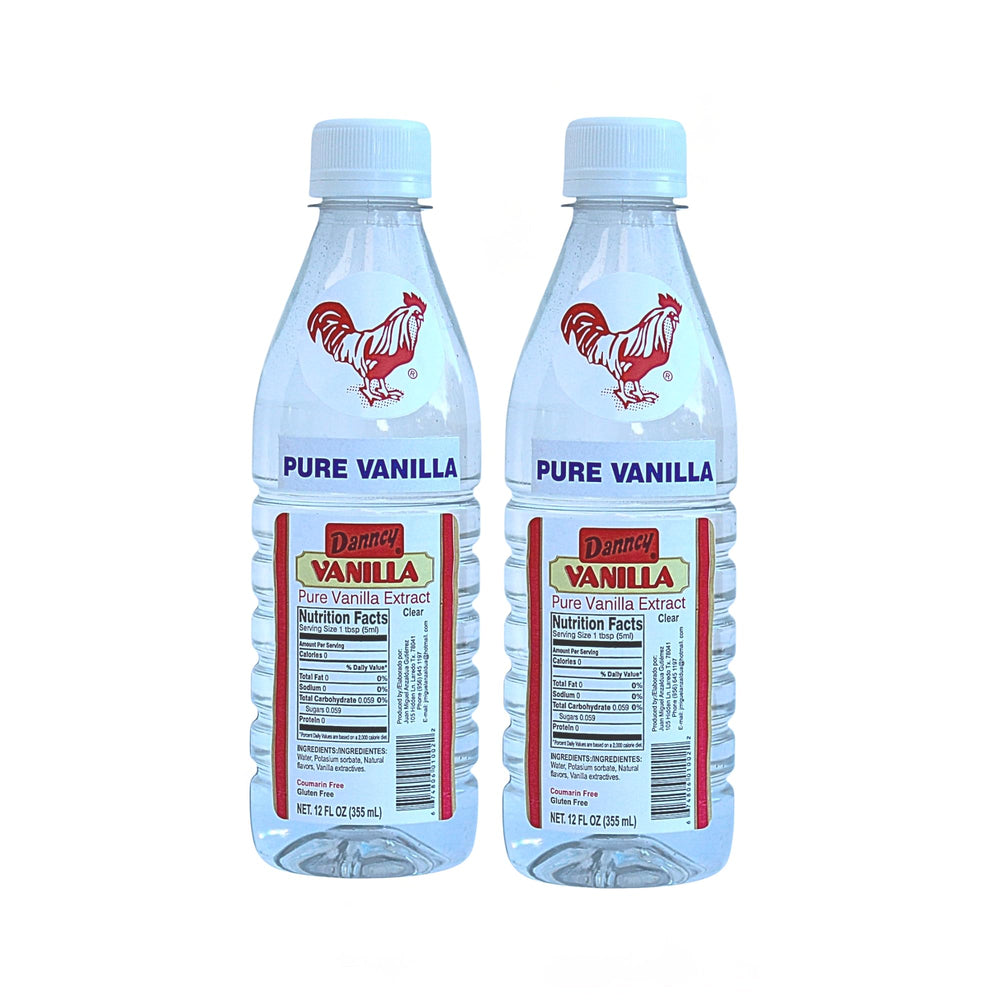 Danncy Vanilla Clear bottle front view highlighting authentic vanilla flavor for desserts.