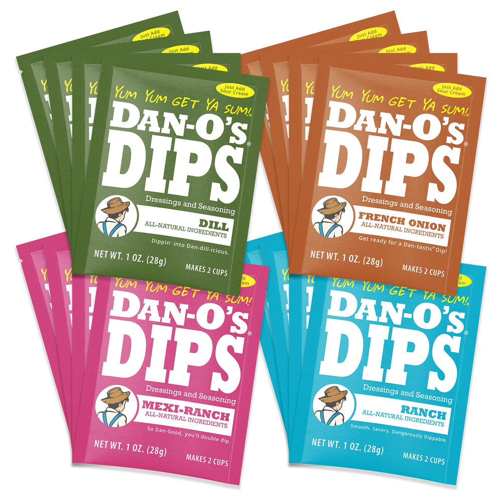 Dan-O’s Dips Variety Pack front view shows four flavors for easy entertaining