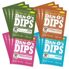 Dan-O’s Dips Variety Pack front view shows four flavors for easy entertaining