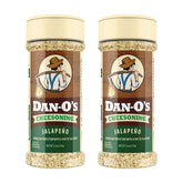 Dan-O's Jalapeño Cheesoning bottle front view, zero-calorie cheese substitute in action
