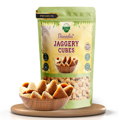 Danodia Foods organic jaggery cubes in packaging for pure sweetness ideal for tea.