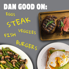 Seasoned steak with Dan-O's Preem-O for rich grill-ready flavor