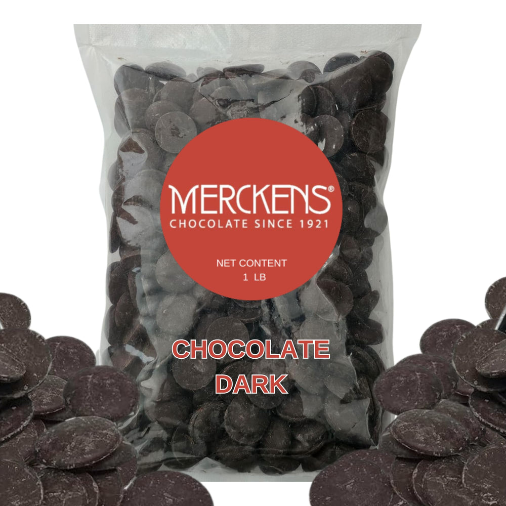 Dark Chocolate Melting Wafers 1lb packaging ready for melting and coating