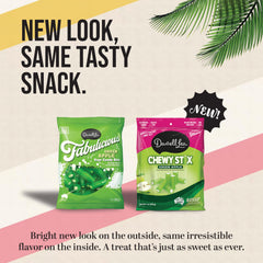 Darrell Lea Fabulicious Sour Candy Stix Sour Filling, playful tongue-tingle for treats.