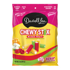 Darrell Lea Fabulicious Sour Stix green apple; soft chewy bite.