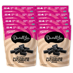 Darrell Lea Original Black licorice pack with chewy bites, perfect for sharing.