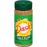 Dash Salt-Free Table Blend bottle front, flavor booster for meals.