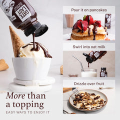 Date Lady Chocolate Syrup fruit dip enhances healthy snacking moments.
