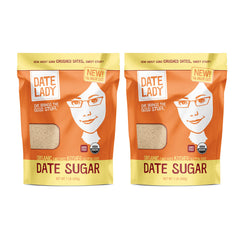 Date Lady Date Sugar bag front highlights organic, simple ingredients for baking.