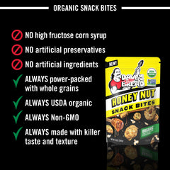 USDA Organic label on Dave's Killer Bread Honey Nut Snack Bites.