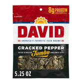 DAVID cracked pepper jumbo sunflower seeds pack for group and solo snacking.