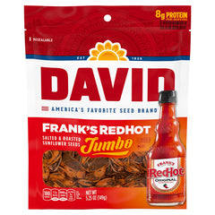 DAVID Frank's RedHot jumbo sunflower seeds 12-pack box for easy group snacking.
