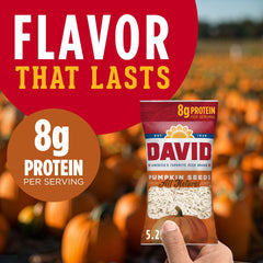 DAVID pumpkin seeds in a bowl show a crunchy texture and savory aroma.