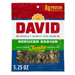 DAVID reduced-sodium jumbo seeds in bag for on the go snacking
