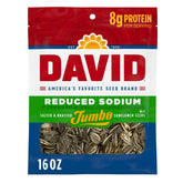 DAVID Reduced Sodium Sunflower Seeds in 16 oz bag, ready to snack