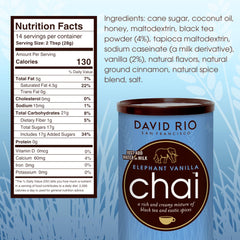 David Rio Elephant Vanilla Chai cup steaming shows creamy hot latte ready quickly