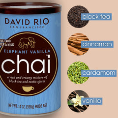 David Rio Elephant Vanilla Chai spice bowl highlights premium organic ingredients