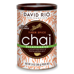 David Rio Tiger Spice decaf chai latte jar ready for cozy, dairy-free drinks
