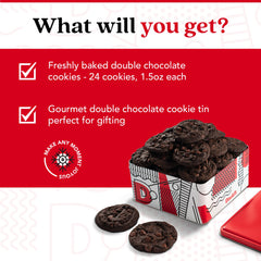David's Cookies gift tin presentation looks festive for holidays.