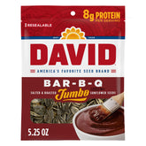 DAVID Bar-B-Q Jumbo Sunflower Seeds pack ready for sharing and on-the-go snacking.