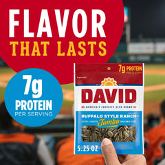 DAVID buffalo ranch jumbo sunflower seeds, roasted and salted texture.