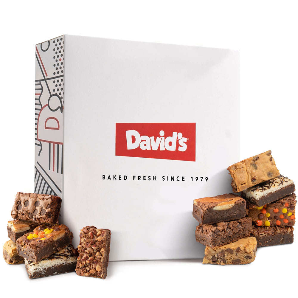 David's Cookies assorted brownies gift box front view, great for sharing