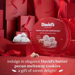 Fresh from the oven David's Cookies Butter Pecan Meltaways with golden edges