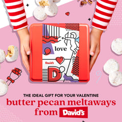 David's Cookies Butter Pecan Meltaways pecans closeup showcases crunchy texture.