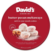 David's Cookies Butter Pecan Meltaways in a decorative tin, ideal for gifting