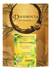 Davidson's Earl Grey Cream loose leaf tea in a 16 oz bag, bold flavor with vanilla finish.
