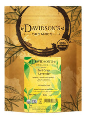 Davidson's Earl Grey with Lavender loose leaf tea, bright citrus aroma with floral lavender notes.