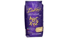 DaVinci Alphabets raw pasta shapes in package, perfect for family meal planning.