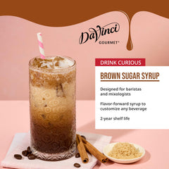 DaVinci Gourmet Brown Sugar Syrup cocktail mixing highlights caramel sweetness and smooth finish.