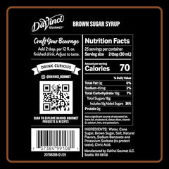 DaVinci Gourmet Brown Sugar Syrup latte art shows rich, balanced flavor for morning coffee.