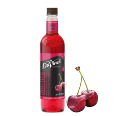 DaVinci Gourmet Classic Cherry Syrup bottle shown for coffee flavoring and coffeehouse-style beverages.