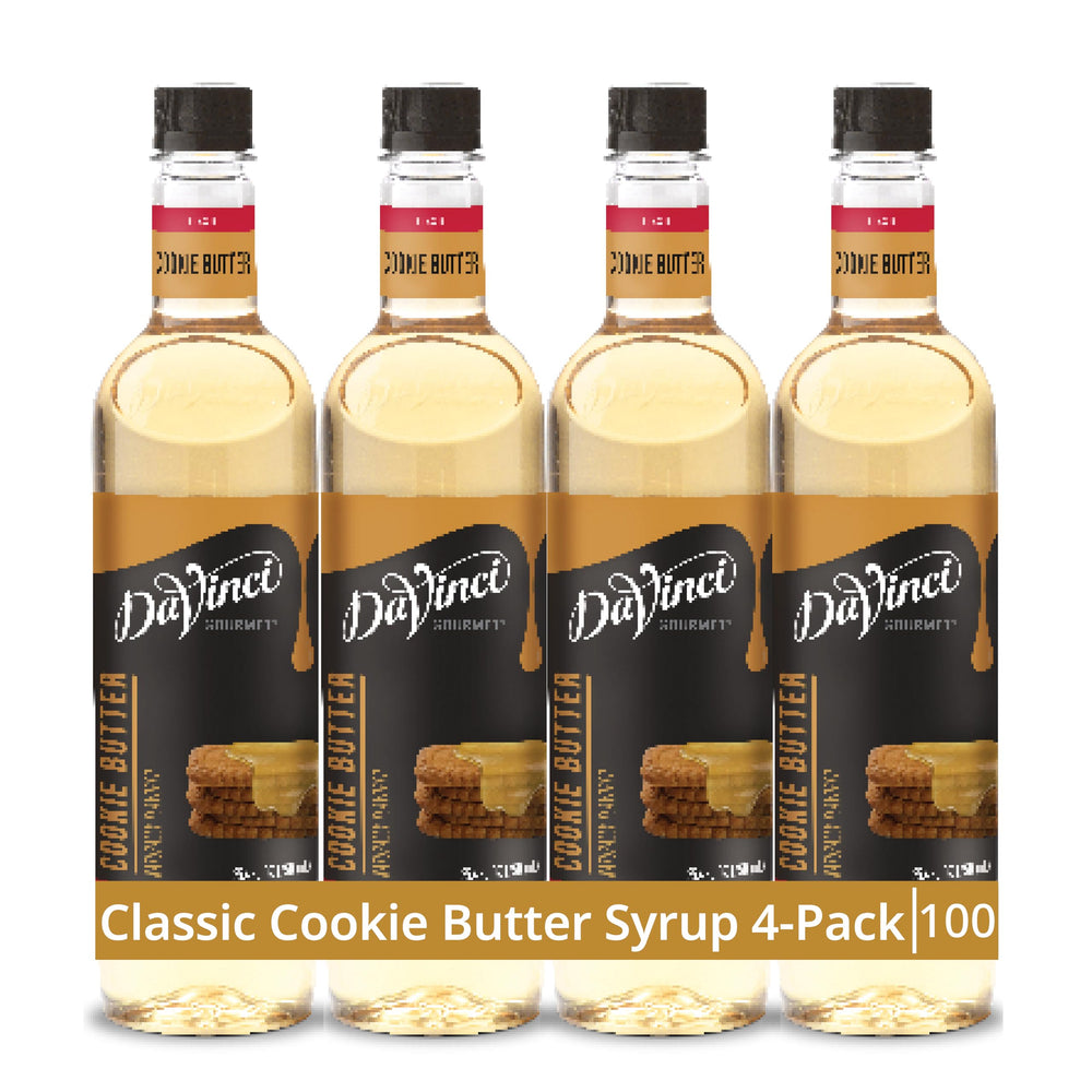 DaVinci Gourmet Cookie Butter Syrup bottle ready to pour into coffee for warm spice